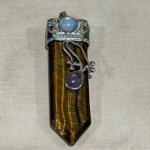 Tiger Eye Pendant - Flower Flat Point item is new no chain just pendant